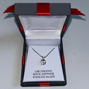 Sterling silver diamond lab created white sapphire necklace